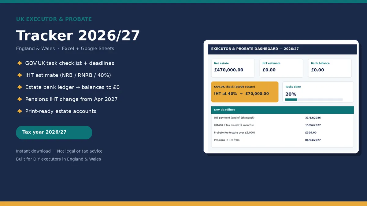Cover of the UK Executor and Probate Tracker 2026/27